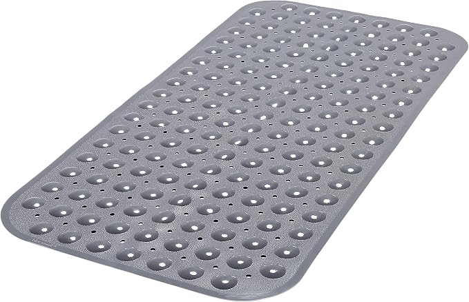 Large Non-Slip Bathtub & Shower Mat 31”x16” (Smooth/Non-Textured Tubs Only) Safe, Clean, Machine-Washable, Superior Grip&Drainage, Vinyl, Opaque Gray (Grey)
