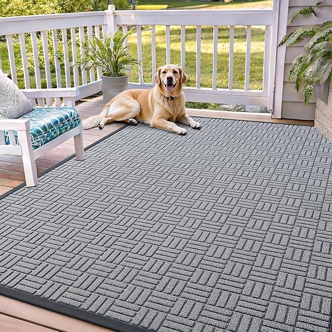 OLANLY Front Door Mat Outside Entrance 71x47, Absorbent, Heavy Duty Sturdy Natural Rubber Doormat Indoor Outdoor, Non-Slip, Stain and Fade Resistant, Low Profile Floor Mat for Entryway, Charcoal Gray