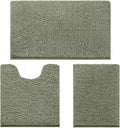 HOMEIDEAS 3 Pieces Bathroom Rugs, Ultra Soft Non Slip Absorbent Chenille Toilet Bath Mat Set (Sage Green)