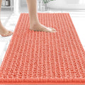 OLANLY Bathroom Rug Mat 34x21, Thick Soft and Absorbent Chenille Bath Mat, Non-Slip Rubber Backing, Machine Washable Quick Dry Bath Rugs for Tub Shower Floor, Home Decor Accessories, Coral
