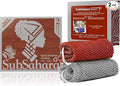 SubSahara Authentic African Net Sponge - 2 Pack Exfoliating Bath & Shower Loofah Sponge for Body & Face, Gentle Scrubber for All Skin Types, Travel, Durable (Gray & Rust Red)
