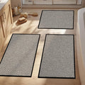 YIHOUSE Thin Bath Mat Black Bathroom Rugs Sets 3 Pieces, Non Slip Absorbent Bath Mats Quick Dry, Woven Braided Rugs Washable,Tapetes para Baño for Bathroom,Bathtub(17"x24"+17"x32"+17"x32")