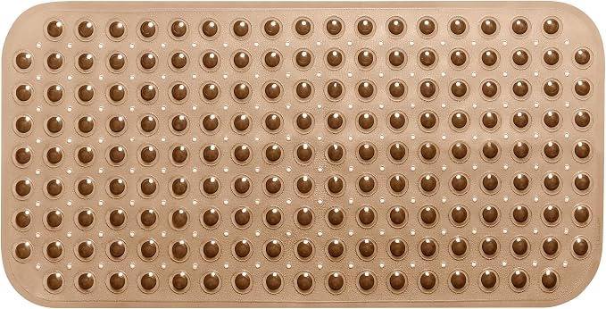 Large Non-Slip Bathtub & Shower Mat 31 inch x16 inch (Smooth/Non-Textured Tubs Only) Safe, Clean, Machine-Washable, Superior Grip&Drainage, Vinyl, Transparent Brown, Medium