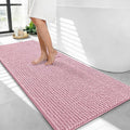 OLANLY Thick Bathroom Runner Rugs 44x24, Extra Soft Absorbent Chenille Bath Rugs, Rubber Backing, Machine Wash Dry, Long Bath Mats for Bathroom, Tub and Shower, Home Decor Accessories, Dusty Rose