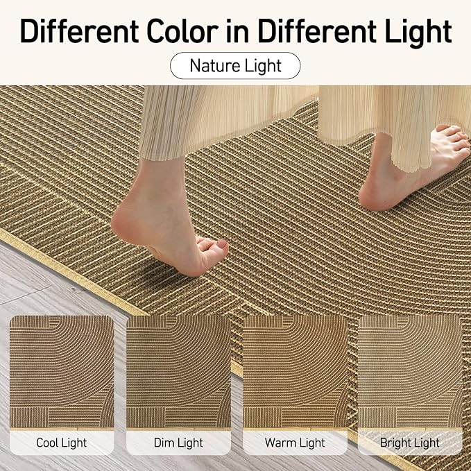 Kitchen Mat Set of 2 PCS, Anti Fatigue Kitchen Floor Mat, Kitchen Runner Cushioned Non Slip for Kichen, Office, Balcony, Yellow, 17" x 30"+17" x 59"
