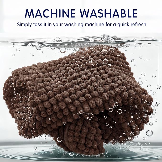 SUBRTEX Bathroom Rugs, 20" x 32" Chenille Bath Rug Soft Short Plush Bath Mat Soft Shower Mat Water Absorbent Shower Mat Quick Dry Machine Washable, Chocolate