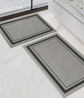 chakme 2 Piece Bathroom Rug Sets, Ultra Thin Bath Mat Quick Dry, Absorbent Non Slip Machine Washable, Dark Grey, 17"x24"+17"x32"