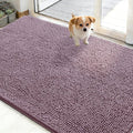 OLANLY Dog Door Mat for Muddy Paws 48x30, Absorbs Moisture and Dirt, Absorbent Non-Slip Washable Doormat, Quick Dry Chenille Mud Mat for Dogs, Entry Indoor Entryway Carpet for Inside Floor, Deep Plum