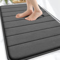 OLANLY Memory Foam Bath Mat 32x20, Super Soft Absorbent Bathroom Rugs, Quick Dry, Machine Washable Shower Floor Rugs, Bathmat Carpet, Bathroom Home Decor Accessories, Black