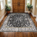 Square Rugs 5x5 Washable for Entryway: Non Slip Indoor Foot Carpet for Living Room, Boho Soft Black 5'x5' Low Pile Neutral Area Rug for Kitchen Dining Room Bathroom (Black, 5x5)