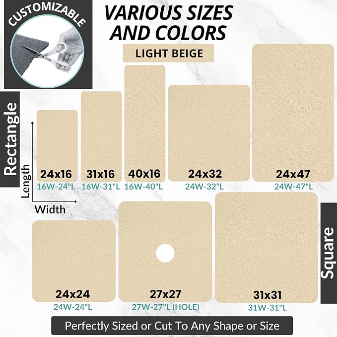 Anti Slip Shower Mat - Non Slip Shower Mats for Inside Shower - Large 47x24 Loofah Shower Floor Mat Non Slip - Bath Mat for Shower - Secure Mat Without Suction Cups (47x24 Light Beige)