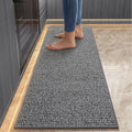 Kitchen Runner Rugs and Mat Non Slip Washable, Super Absorbent Long Kitchen Mats for Floor, Rubber Backing Soft Braided Standing Kitchen Sink Mat Kitchen Rug, Easy to Clean, Grey 17"x59"