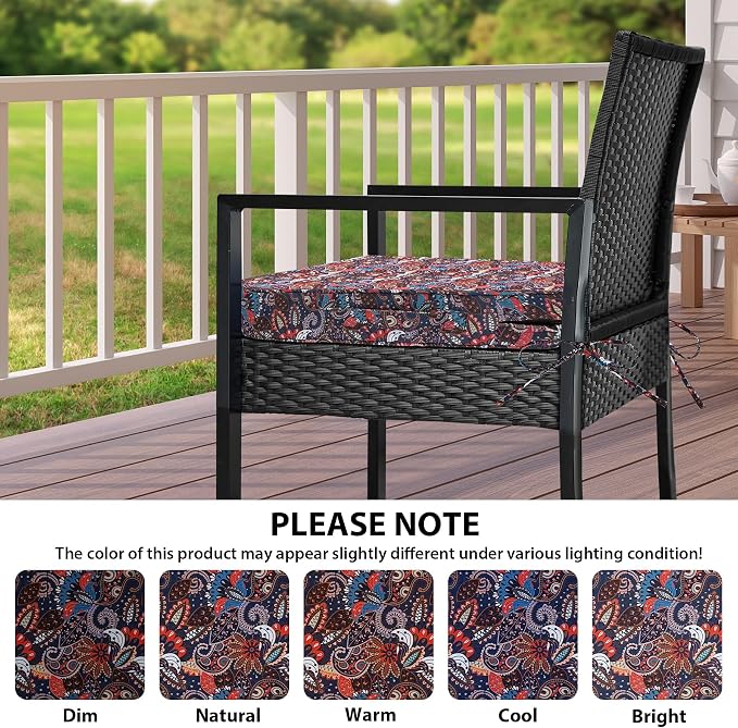 IPYNBAP Outdoor Chair Cushions Set of 4 -Waterproof Outdoor Seat Cushions for Patio Furniture, Patio Chair Cushion with Handle and Ties, Out Door Chair Pads,18.5x16x3-Square, Artistic Floral