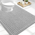 OLANLY Thick Toilet Rugs U-Shaped 24x20, Extra Soft Absorbent Shaggy Chenille Contour Bathroom Rugs for Toilet, Dry Quickly, Machine Washable, Non-Slip Bath Mat, Light Grey