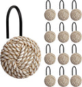 Sunlit Boho Knots Shower Curtain Hooks, Home Decorative Shower Curtain Rings with Black Hooks for Bathroom, Seaside Nautical Shower Curtain Hangers Bathroom Accessories, Set of 12