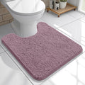 OLANLY Toilet Rugs U-Shaped 20x20, Extra Soft Absorbent Chenille Contour Bathroom Rugs for Toilet, Dry Quickly, Machine Washable, Non-Slip Bath Mat, Deep Plum