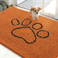 OLANLY Dog Door Mat for Muddy Paws 48x30, Paw Print Design, Absorbs Moisture and Dirt, Absorbent Non-Slip Washable Doormat, Quick Dry Chenille Mud Mat for Dogs, Entry Indoor Entryway Carpet, Clay