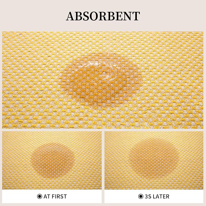 YIHOUSE Thin Bath Mat Yellow Bathroom Rugs Sets 2 Pieces, Non Slip Absorbent Mats Quick Dry, Woven Rugs Washable, Tapetes para Baño for Bathroom Toilet,Bathtub(17"x24"+17"x47")