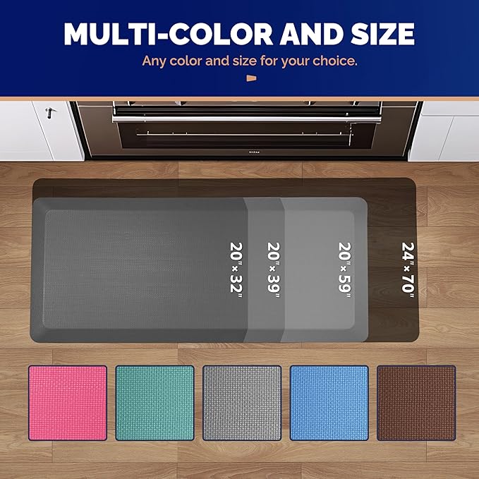 FEATOL Anti Fatigue Mat for Standing, 9/10 Extra Thick Ergonomic Standing Desk Mat, Comfort Memory Foam Standing Mat at Home,Office All Day (20" x 32", Gray, 1PC)
