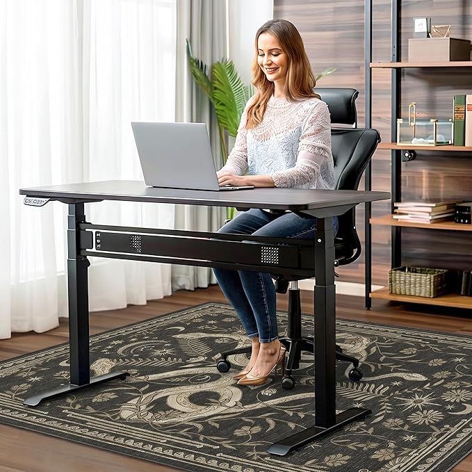 48"x72" Office Chair Mat for Hardwood Tile Floor, Under Desk Carpet Protector for Rolling Computer Chair Mat, Machine Washable Area Rug, Anti-Slip 1/5" Thick Low Pile Thin Vinyl Floor Mat, Snake