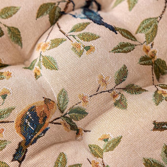 vctops Farmhouse Bird Print Chair Cushions with Ties U-Shaped Soft Comfortable Chair Pads Non Slip Seat Cushions for Indoor Dining Room and Kitchen Chairs (White,16"x16")