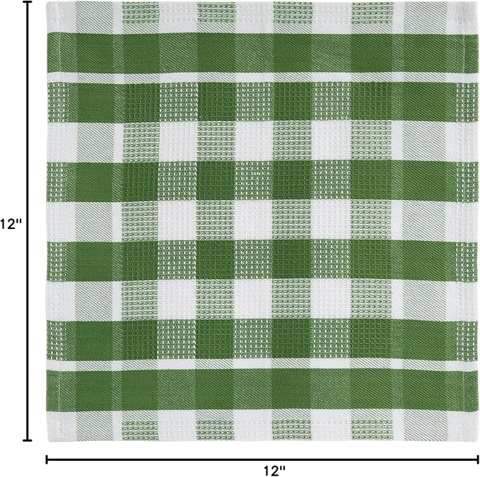 LANE LINEN 100% Cotton Kitchen Dish Cloths, Ultra Soft Absorbent Quick Drying Dish Towels, Multiweave Wash Cloths Dish Towel Sets, 12x12 Inches, 12 Pack - Olive