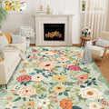 DUKINO Washable 5x8 Area Rug for Living Room, Lightweight Non Slip Floral Bedroom Rug with Non Shedding Design, Soft Low Pile Large Indoor Carpet for Dining Room, Kids Playroom, Nursery, Office, Green