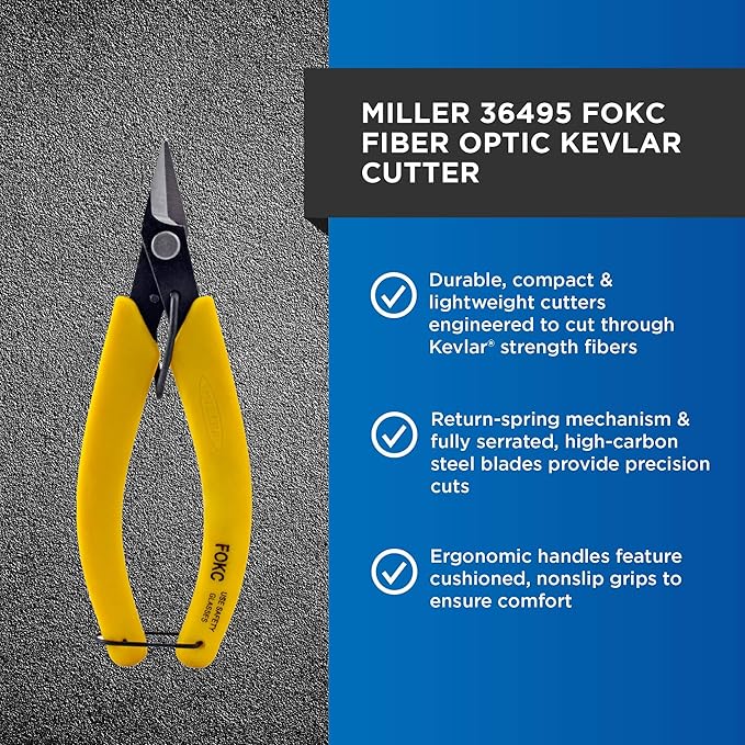 Miller FOKC Fiber Optic Kevlar Cutter, Easily Portable Utility Tool for Working Technicians, Cable Cutters for Right- and Left-Handed Electricians, 5.75 Inches, 2.5 Ounces