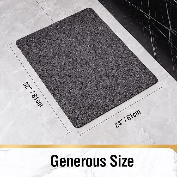 HITSLAM Shower mat Non Slip, 24 x 32 Inch Bathtub Mat Non Slip with Drain, Soft PVC Loofah Shower Bath Mat for Tub, Quick Drying Bathroom Shower Mat, Black