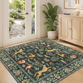 DUKINO 4x4 Square Area Rug for Entryway, Lightweight Animal Print Washable Rug with Non Slip, Non Shedding & Low Pile Soft Indoor Carpet for Kitchen, Bedroom, Home Office, Kids Playroom, Black