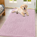 Smiry Dog Door Mat for Muddy Paws 47x32, Absorbent Dirt Trapper, Non-Slip Washable Chenille Entryway Rug for Inside Floor, Dusty Rose, Classic Solid
