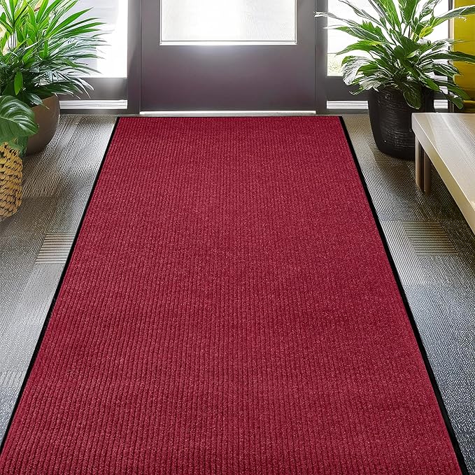 MaxMat® Extra Large Commercial Door Mat, Rubber Border Heavy Duty Door Mat, Waterproof, Low-Profile, Easy to Clean, Rubber Entry Mat. (Red, 4 x 6 Feet)