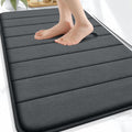 OLANLY Memory Foam Bath Mat 32x20, Super Soft Absorbent Bathroom Rugs, Quick Dry, Machine Washable Shower Floor Rugs, Bathmat Carpet, Bathroom Home Decor Accessories, Dark Gray