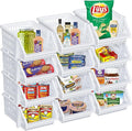 TidyFriend 12 Pack Small Stackable Storage Bins for Toy Organizer and Storage - Toy Storage Organizer for Kids Room and Home Organization (White)