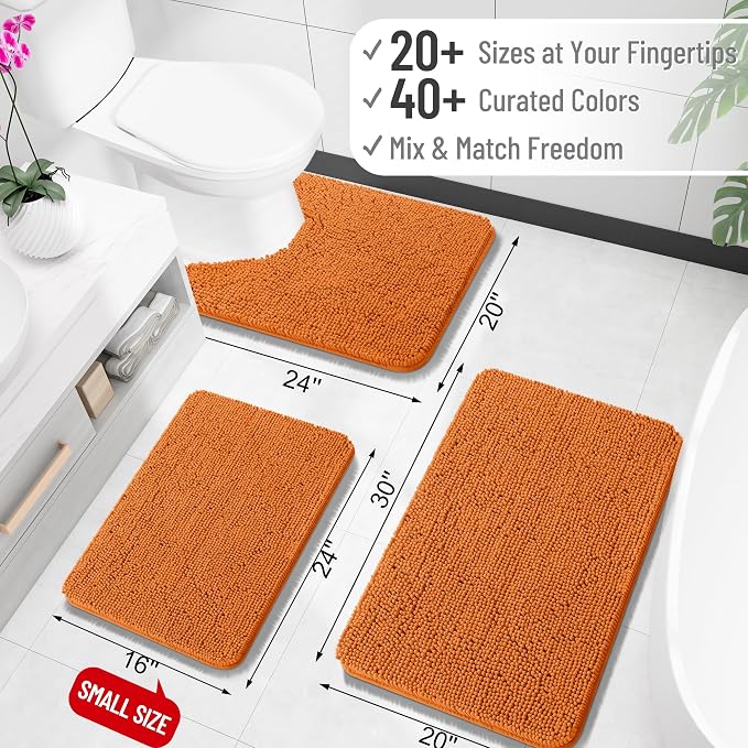 OLANLY Large Bathroom Rugs 70x46, Extra Soft Absorbent Chenille Bath Rugs, Rubber Backing Quick Dry, Machine Washable Bath Mats for Bathroom Floor, Tub and Shower, Home Decor Accessories, Clay