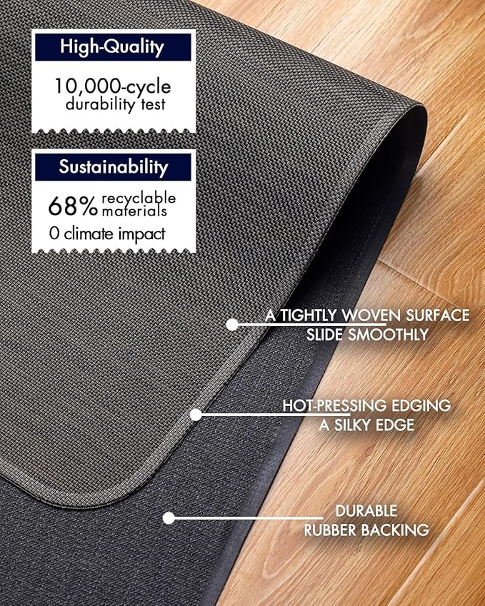 Baroyal Office Chair Mat for Hardwood Floor Under Desk Computer Rolling Chair Mat for Wood/Tile Floor Non-Slip Heavy Duty Desk Rug PVC Plastic Hard Floor Protector 45"x 53" (Espresso)