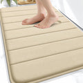 OLANLY Memory Foam Bath Mat 34x21, Super Soft Absorbent Bathroom Rugs, Quick Dry, Machine Washable Shower Floor Rugs, Bathmat Carpet, Bathroom Home Decor Accessories, Beige