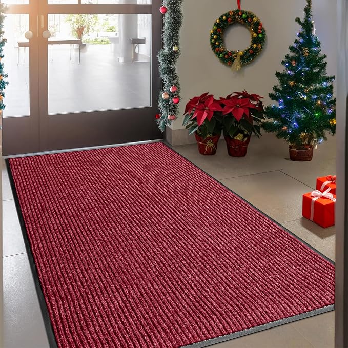 MaxMat® Extra Large Commercial Door Mat, Rubber Border Heavy Duty Door Mat, Waterproof, Low-Profile, Easy to Clean, Rubber Entry Mat. (Red, 3 x 5 Feet)