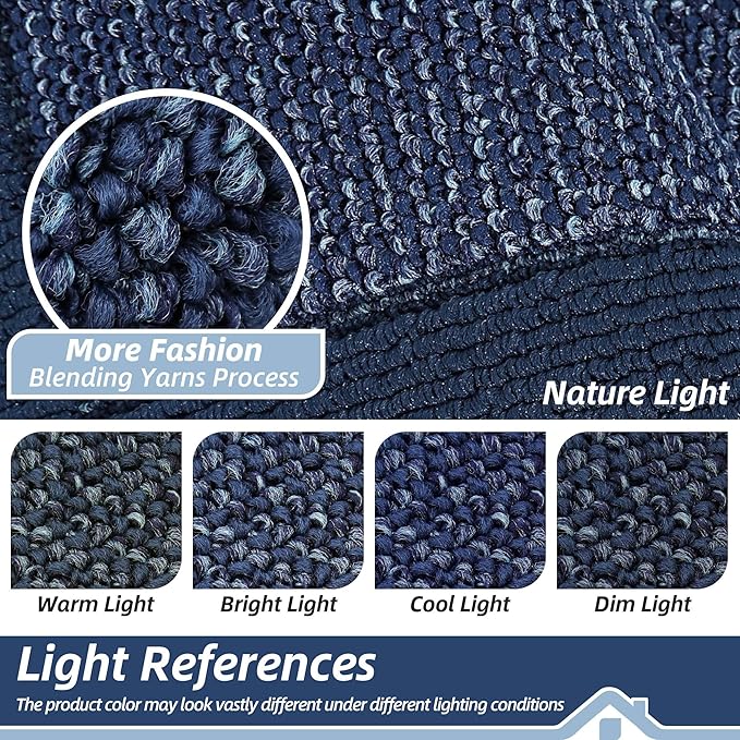 BEQHAUSE Kitchen Rugs and Mats Set of 2 Non-Slip Kitchen Mats for Floor, Absorbent and Stain Resistant Kitchen Runner, Machine Washable Rugs for Kitchen, Laundry & Sink, 24"x36"+24"x60", Blue