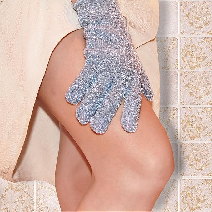 Evridwear Exfoliating Glove for Shower Men and Women, Dual Texture Bath Body Scrub Gloves Dead Skin Cell Remover for Home Spa, Massage, with Hanging Loop (3 Gloves Not 3 Pair)