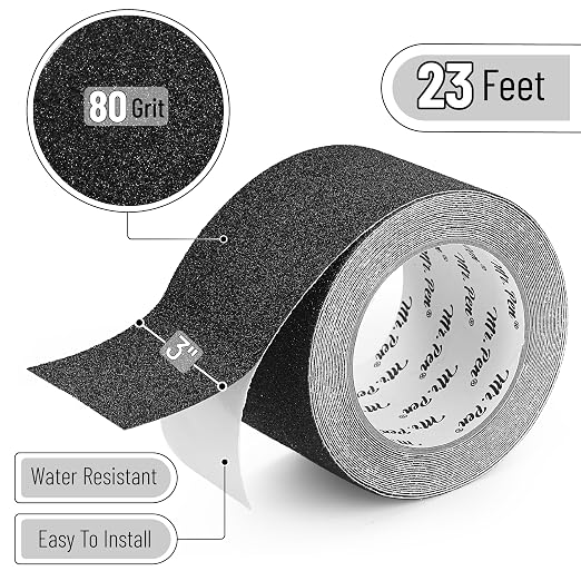 Mr. Pen- Grip Tape, 3 Inch, 23 Feet, Anti Slip, Black, Waterproof, Stair Tread
