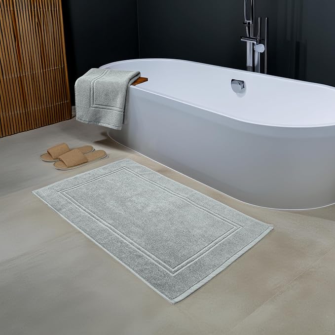 Tens Towels Pack of 2 Bath Mats 100% Cotton, 20 x 32 Inches, Super Absorbent, Hotel Quality Premium Floor Towels, Luxurious, Soft & Quick Dry, Not a Bathroom Rug, Cool Grey
