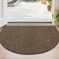 BEQHAUSE Dirt Trapper Door Mat 24" x 36" Half Circle Non-Slip Washable Doormats Entrance Rugs Absorbent Welcome Low Profile Floor Mats for Front Back Door and Entryway, Brown