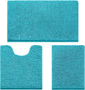 HOMEIDEAS 3 Pieces Bathroom Rugs, Extra Large Ultra Soft Non Slip Absorbent Chenille Toilet Bath Mat Set (Teal Blue)