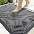 OLANLY Front Door Mat Outside Entrance 35x23, Absorbent, Heavy Duty Sturdy Natural Rubber Doormat Indoor Outdoor, Stain and Fade Resistant, Non-Slip Low Profile Floor Mat for Entryway, Grey Diamond