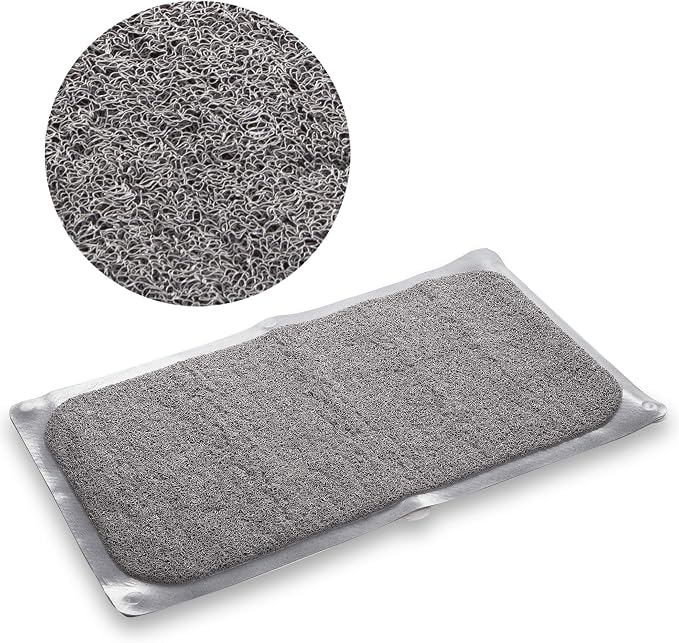 BINO | Loofah Non-Slip Bath Mat for Tub - Light Grey | Spa-Inspired Comfort, Quick-Drying, Secure Suction Cups | Exfoliating Shower Mat for a Luxurious and Safe Bathing Experience