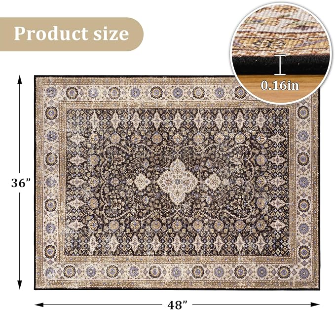 Office Chair Mat for Hardwood Floor, 48"x36" Easy Glide Computer Desk Mat Protector for Rolling Chair Under Desk Rug Nonslip Backing, Machine Wash (Modern)