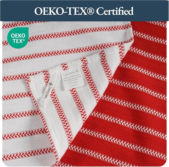 LANE LINEN Kitchen Towel Sets - Pack of 6 Cotton Dish Towels for Drying Dishes, 18”x 28”, Hand Towels, Absorbent Tea Towels, Quick Drying Kitchen Towels Set - Christmas Red
