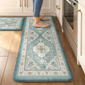 Collive Boho Anti Fatigue Kitchen Mats Sets 2 Piece Non Skid Kitchen Mats for Floor Cushioned Kitchen Rugs and Mats Waterproof Ergonomic Comfort Standing Mat Runner for Kitchen,Home,Office,Laundry