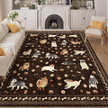 DUKINO 8x10 Area Rug, Non Slip Washable Animal Dog Rug for Living Room, Stain Resistant & Low Pile Indoor Floor Large Carpet for Bedroom, Farmhouse, Nursery, Dining Room, Kids Playroom, Brown